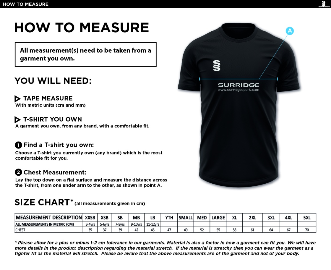 Tor FC - Dual Games Shirt - Size Guide