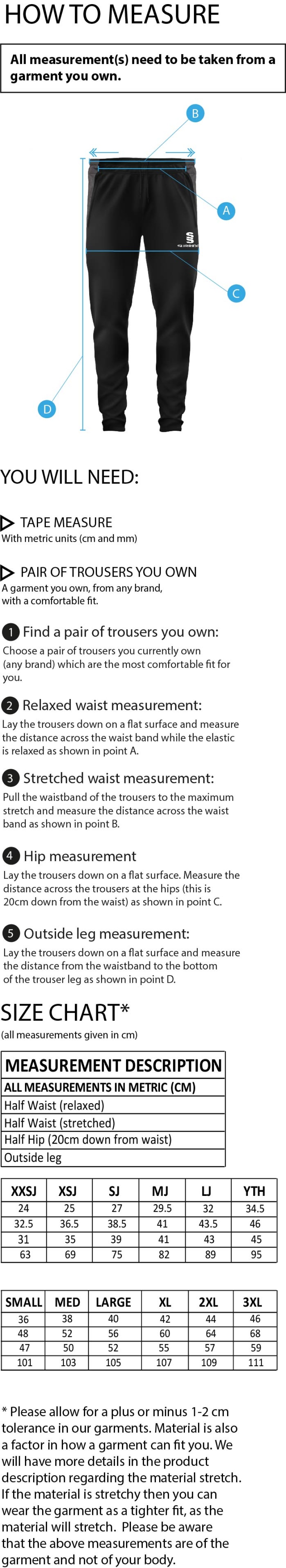 Tor FC - Dual Skinny Pant - Size Guide