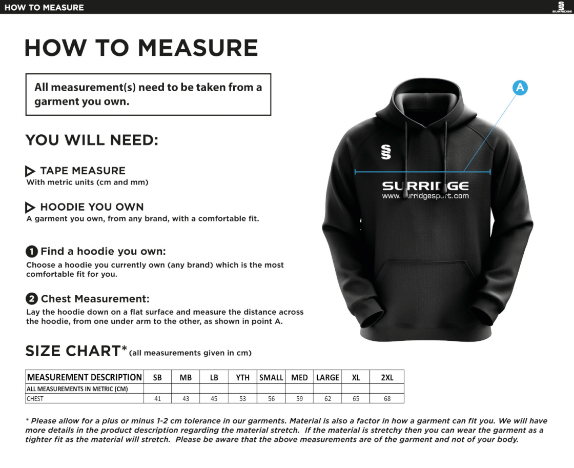 Tor FC - Blade Hoody - Size Guide